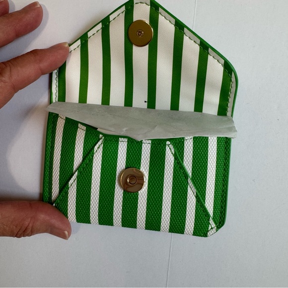 Kate Spade New York x Target Striped Envelope Card Case Green White - Picture 3 of 12
